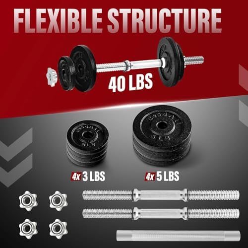 Yes4All Adjustable Dumbbell Set for Home Gym Workout Routines | Yes4All Star Lock Collar Adjustable Dumbbells Ideal for