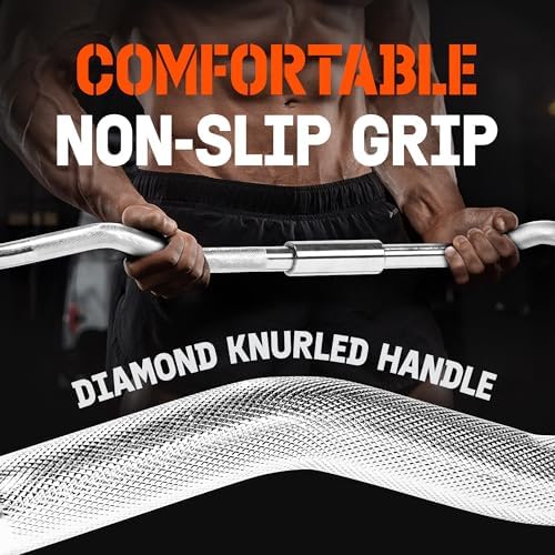 Yes4All 60 Inch Standard Straight Barbell & EZ Curl Bar - Fitness Equipment for Home Gyms & Commercial Use - Heavy Duty