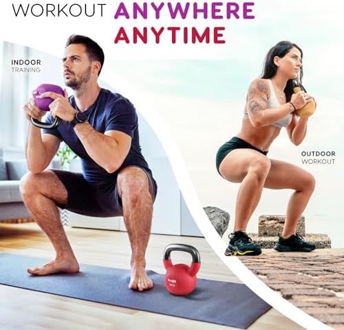 Yes4All 5-65 LB Kettlebells for Full Body Training at Home Gym | Yes4All Neoprene Coated Cast Iron Kettlebells for Home