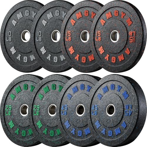 2 Inch Bumper Plates, 10-500lbs, Barbell Rubber Olympic Weight Plates Set for Home Gym, Strength Training & Weight Lifti