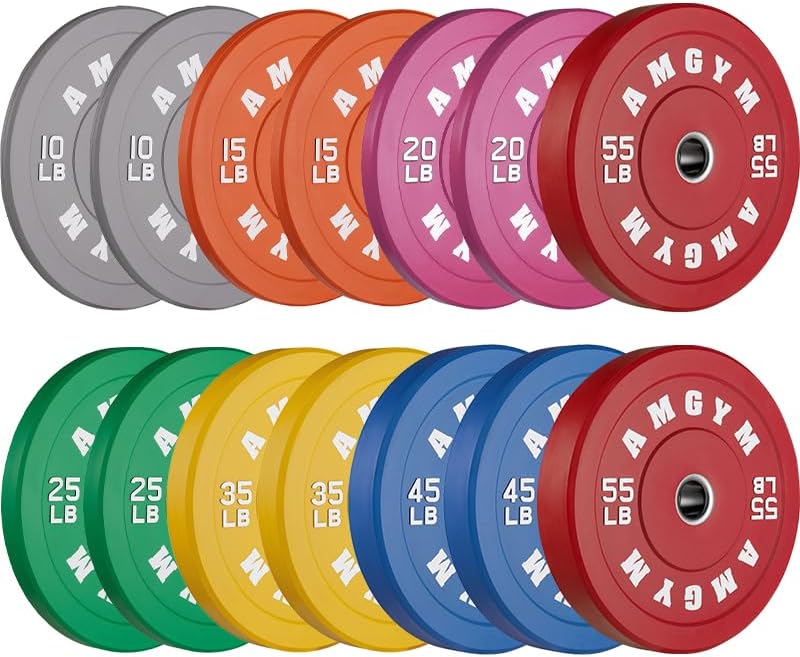 2 Inch Bumper Plates, 10-500lbs, Barbell Rubber Olympic Weight Plates Set for Home Gym, Strength Training & Weight Lifti
