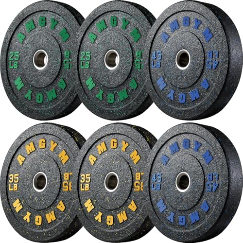 2 Inch Bumper Plates, 10-500lbs, Barbell Rubber Olympic Weight Plates Set for Home Gym, Strength Training & Weight Lifti