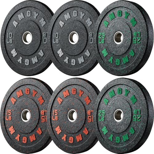 2 Inch Bumper Plates, 10-500lbs, Barbell Rubber Olympic Weight Plates Set for Home Gym, Strength Training & Weight Lifti