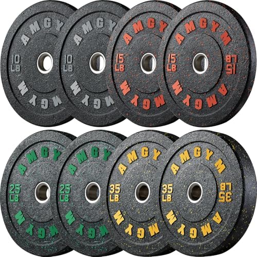 2 Inch Bumper Plates, 10-500lbs, Barbell Rubber Olympic Weight Plates Set for Home Gym, Strength Training & Weight Lifti