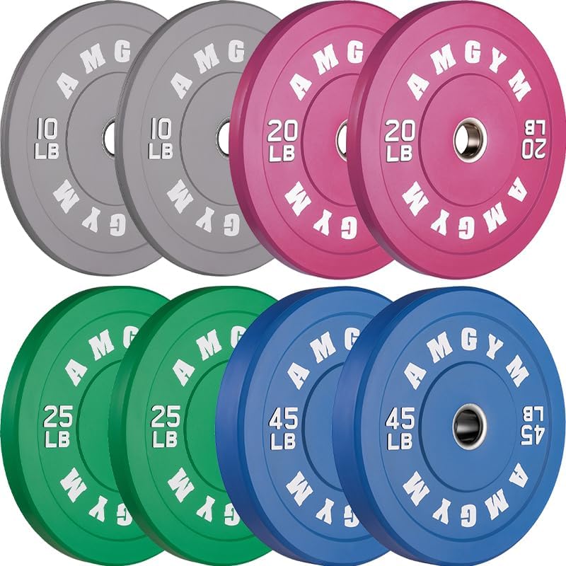 2 Inch Bumper Plates, 10-500lbs, Barbell Rubber Olympic Weight Plates Set for Home Gym, Strength Training & Weight Lifti