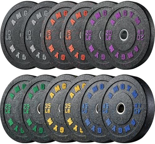 2 Inch Bumper Plates, 10-500lbs, Barbell Rubber Olympic Weight Plates Set for Home Gym, Strength Training & Weight Lifti