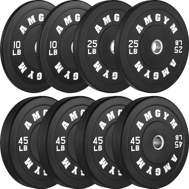 2 Inch Bumper Plates, 10-500lbs, Barbell Rubber Olympic Weight Plates Set for Home Gym, Strength Training & Weight Lifti