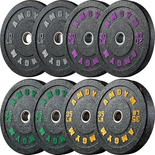 2 Inch Bumper Plates, 10-500lbs, Barbell Rubber Olympic Weight Plates Set for Home Gym, Strength Training & Weight Lifti