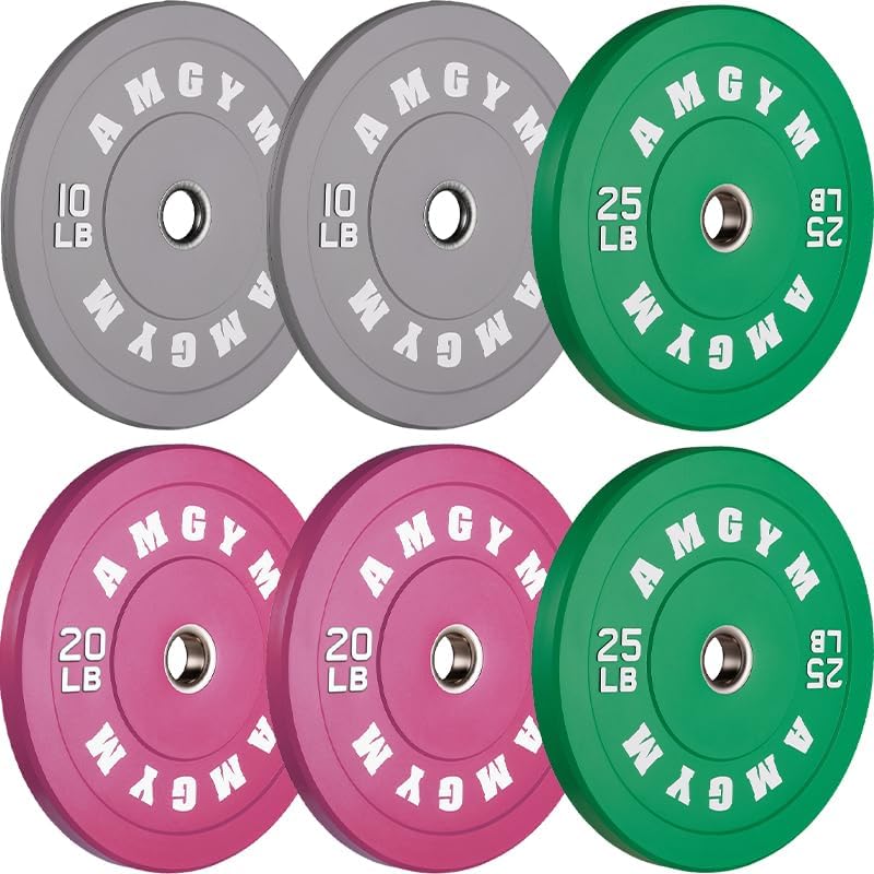 2 Inch Bumper Plates, 10-500lbs, Barbell Rubber Olympic Weight Plates Set for Home Gym, Strength Training & Weight Lifti
