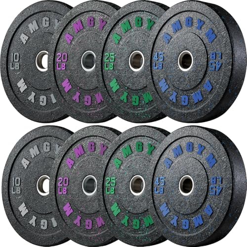2 Inch Bumper Plates, 10-500lbs, Barbell Rubber Olympic Weight Plates Set for Home Gym, Strength Training & Weight Lifti