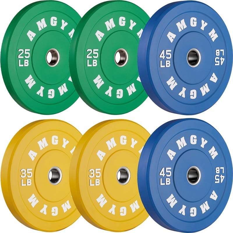 2 Inch Bumper Plates, 10-500lbs, Barbell Rubber Olympic Weight Plates Set for Home Gym, Strength Training & Weight Lifti
