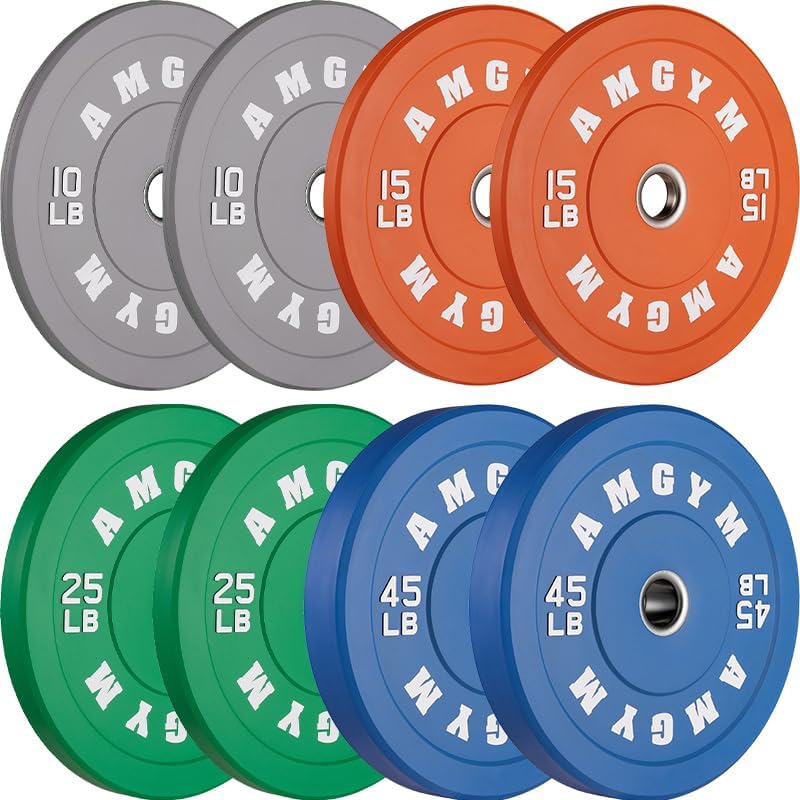 2 Inch Bumper Plates, 10-500lbs, Barbell Rubber Olympic Weight Plates Set for Home Gym, Strength Training & Weight Lifti
