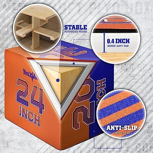 Yes4All 3-in-1 Soft-Padded Plyo Box With Wooden Core for Jumping, Conditioning, and Strength Training
| Non-Slip Multi- - Image 50