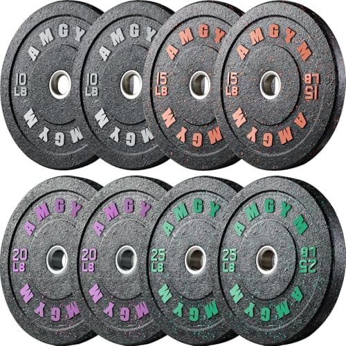 2 Inch Bumper Plates, 10-500lbs, Barbell Rubber Olympic Weight Plates Set for Home Gym, Strength Training & Weight Lifti