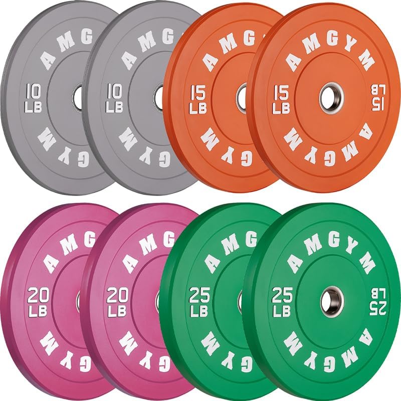 2 Inch Bumper Plates, 10-500lbs, Barbell Rubber Olympic Weight Plates Set for Home Gym, Strength Training & Weight Lifti