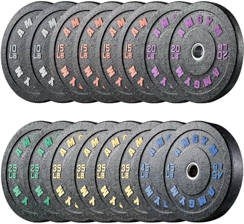 2 Inch Bumper Plates, 10-500lbs, Barbell Rubber Olympic Weight Plates Set for Home Gym, Strength Training & Weight Lifti