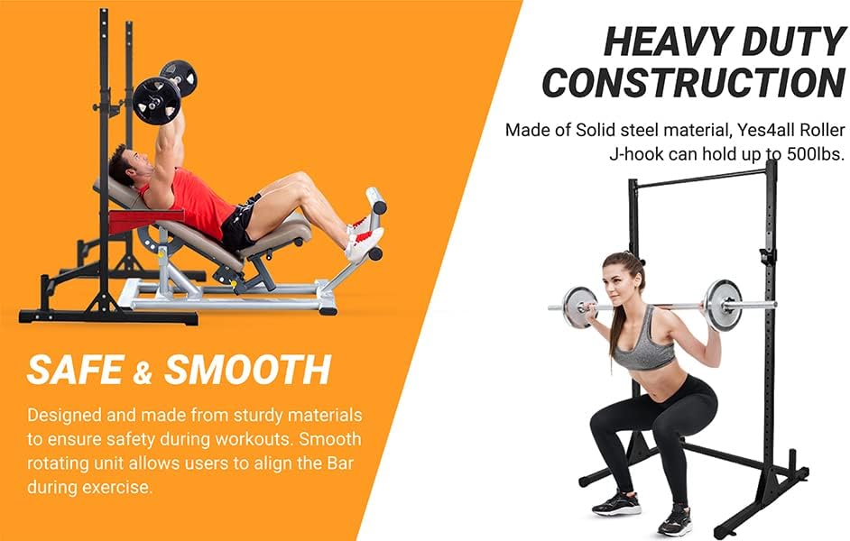 Yes4All Heavy Duty Barbell Holders J-Hooks & Attachments for 2x2 & 3x3 Power Racks – Ideal for Home Gympaginate - Image 15