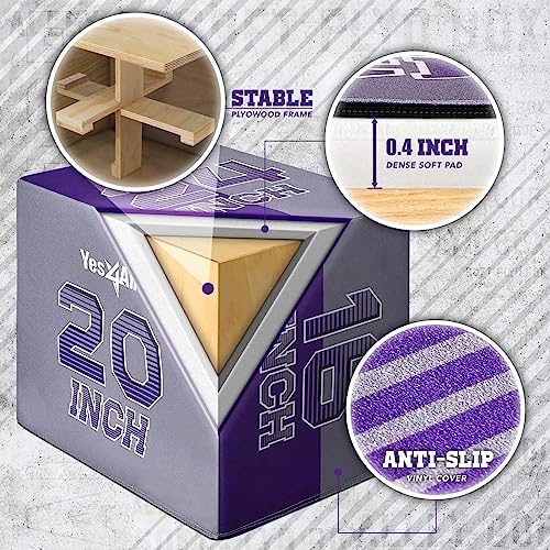 Yes4All 3-in-1 Soft-Padded Plyo Box With Wooden Core for Jumping, Conditioning, and Strength Training
| Non-Slip Multi- - Image 56
