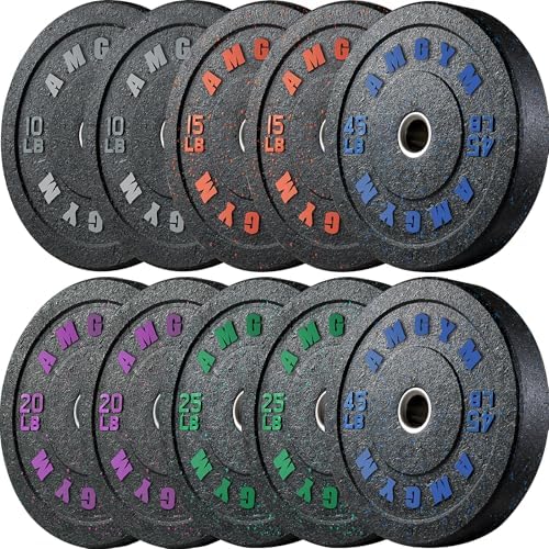 2 Inch Bumper Plates, 10-500lbs, Barbell Rubber Olympic Weight Plates Set for Home Gym, Strength Training & Weight Lifti