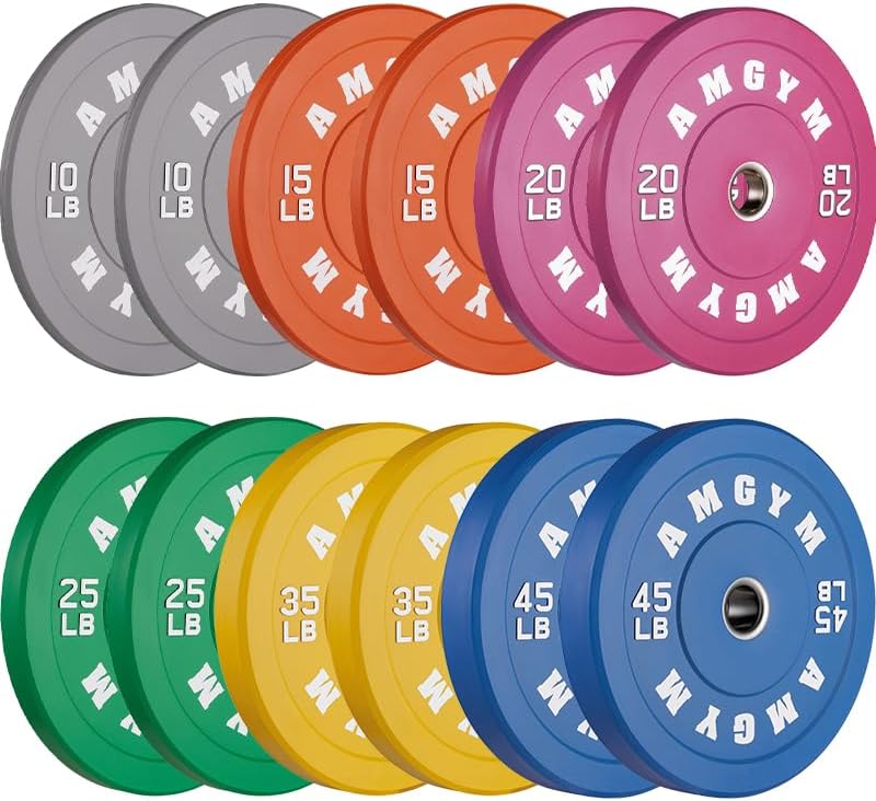 2 Inch Bumper Plates, 10-500lbs, Barbell Rubber Olympic Weight Plates Set for Home Gym, Strength Training & Weight Lifti