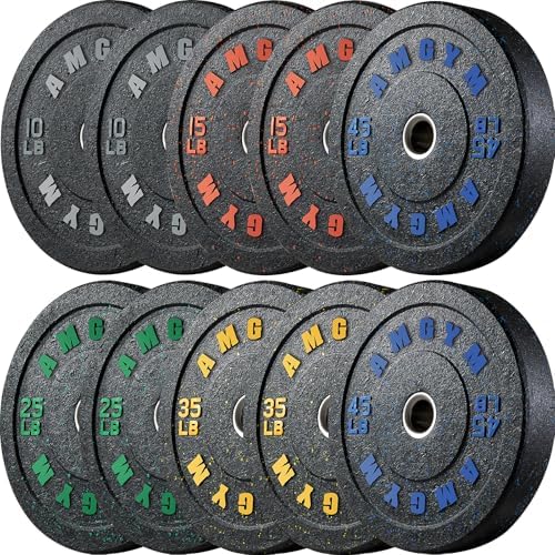 2 Inch Bumper Plates, 10-500lbs, Barbell Rubber Olympic Weight Plates Set for Home Gym, Strength Training & Weight Lifti