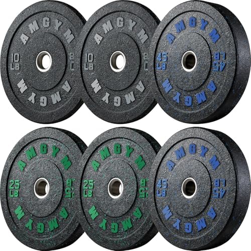 2 Inch Bumper Plates, 10-500lbs, Barbell Rubber Olympic Weight Plates Set for Home Gym, Strength Training & Weight Lifti
