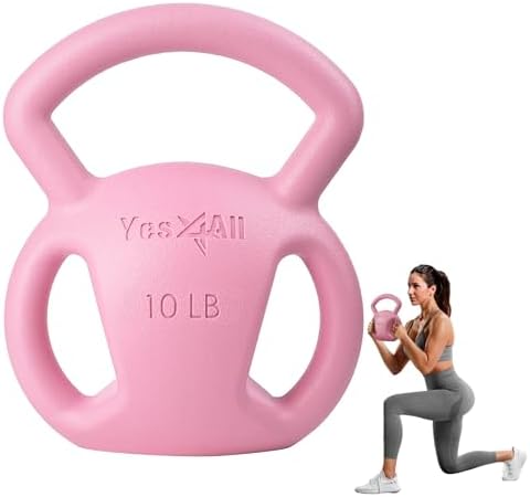 Yes4All Kettlebell, Strength Training Kettlebells for Women, Wide Multi-grip Textured Handle for Home Gym Exercises & Fu