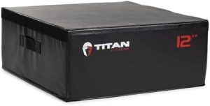 Titan Fitness 12" Stackable Soft Foam Plyometric Box for Home Gym Training | High Density EPE Foam Core Plyo Box for Bo