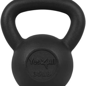Yes4All Cast Iron Kettlebell, Strength Training Kettlebells for Men 5-80 Lb for Full Body Workout and Push Up - Set of 2