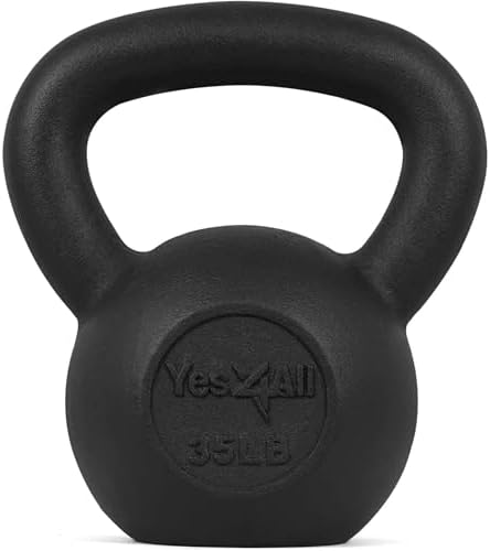 Yes4All Cast Iron Kettlebell, Strength Training Kettlebells 80 Lb (5,10,15,20,25,30,35,40,45,50,60,70,80 Lb) for Full Bo