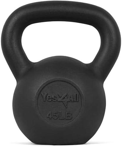 Yes4All Cast Iron Kettlebell, Strength Training Kettlebells 80 Lb (5,10,15,20,25,30,35,40,45,50,60,70,80 Lb) for Full Bo