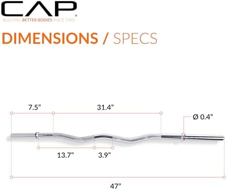 CAP Barbell Standard Solid E-Z Curl Bar 47-Inch Muscle Building Workout Fitness Equipment Top Search Keywords: Curl Bar,