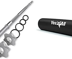 Yes4All Combo Straight Barbell and Foam Bar Pad/Neck Shoulder Protective Pad for Home Gym Fitness - Lunges, Squats and H
