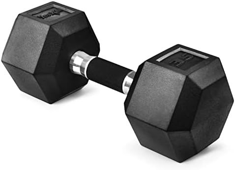 Yes4All Rubber Grip Encased Hex Dumbbell - Anti-Slip Hand Weights for Home Gym, 5-50 LBS Adjustable | Yes4All Rubber G