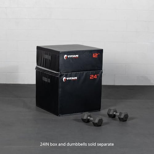 Titan Fitness 12" Stackable Soft Foam Plyometric Box for Home Gym Training | High Density EPE Foam Core Plyo Box for Bo