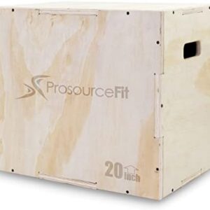 ProsourceFit 3-in-1 Wood Power Grip Non-Slip Plyometric Jump Box for Crossfit Enthusiasts, Home Gym Use, Black, 16L x 12