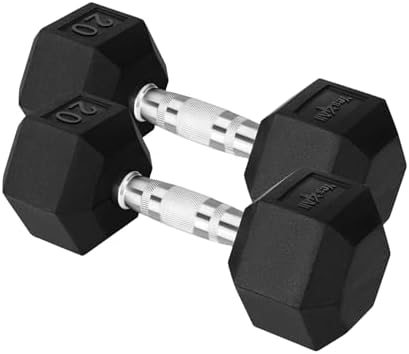 Yes4All Chrome/Rubber Grip Encased Hex Dumbbells – Fitness Equipment For Home/Gym Use –Perfect for Beginners and Advance