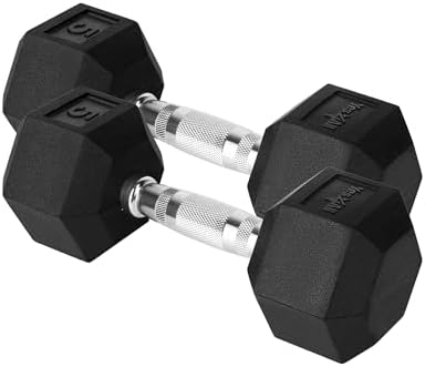 Yes4All Chrome/Rubber Grip Encased Hex Dumbbells – Fitness Equipment For Home/Gym Use –Perfect for Beginners and Advance