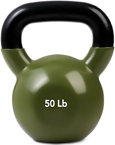 JFIT Kettlebell Weights: Best Vinyl Coated Iron for Home Workouts, 50LB - Ultimate Durability & Smooth Grip | JFIT 50 L