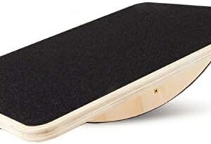 ProsourceFit Anti-Slip Wooden Rocker Balance Board for Physical Therapy and Exercise, Ideal for Standing Desk Use, Black