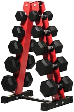 RitFit 250LB Rubber Hex Dumbbells with Weights Rack for Home Strength Training | RitFit 300LB Rubber Hex Dumbbells and