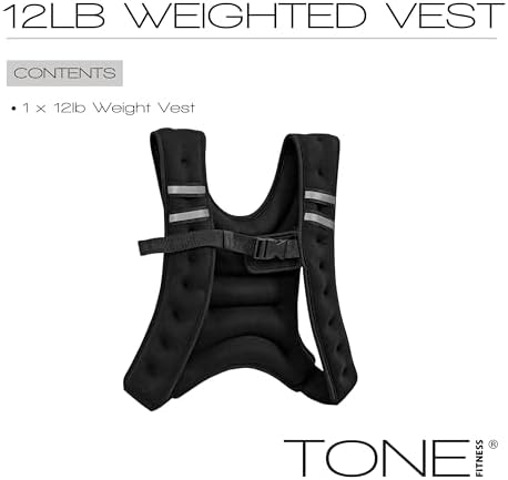 Tone Fitness Weighted Vest for Home Workouts or Outdoor Training - 8lb or 12lb, Adjustable Fit for Men and Women | Tone