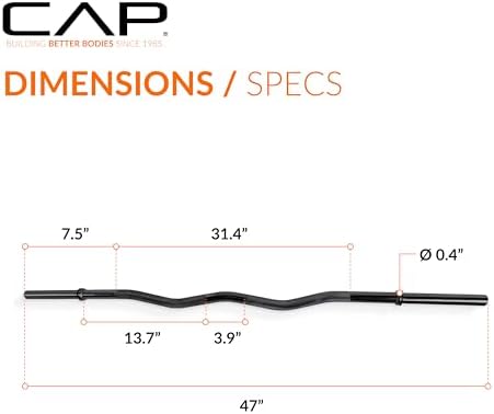 CAP Barbell Standard Solid E-Z Curl Bar 47-Inch Muscle Building Workout Fitness Equipment Top Search Keywords: Curl Bar,