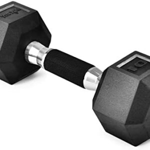 Yes4All Rubber Grip Encased Hex Dumbbell - Anti-Slip Hand Weights for Home Gym, 5-50 LBS Adjustable | Yes4All Rubber G