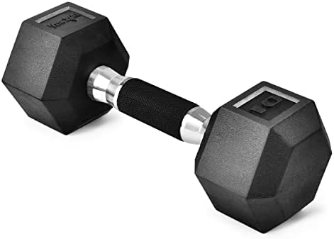 Yes4All Rubber Grip Encased Hex Dumbbell - Anti-Slip Hand Weights for Home Gym, 5-50 LBS Adjustable | Yes4All Rubber G