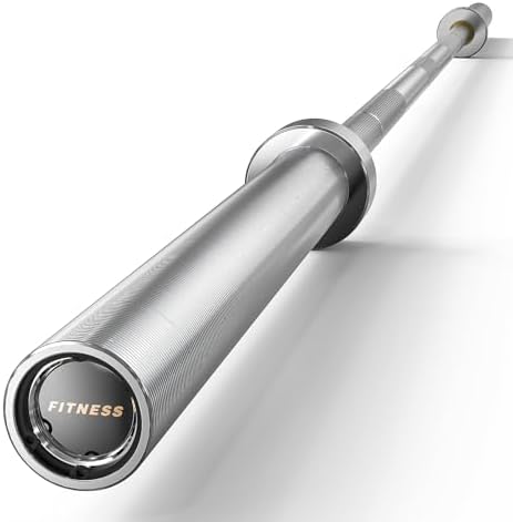 Papababe Olympic Barbell 45lb Weight Bar for Strength Training and Gym Use with 1000lb Weight Capacity Chrome/Zinc Plati