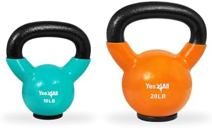 Yes4All Rubber Base Kettlebells for WomenStrength Training (10-65 lbs) Yes4All Kettlebells for Women Fitness Rubber Ba