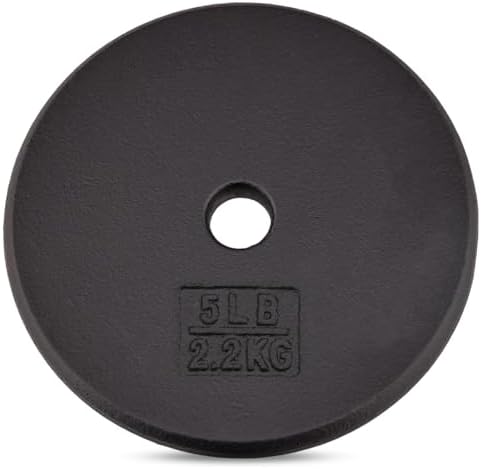 Yes4All Standard 1" Cast Iron Weight Plate - Strength Training - Multiple Weight: 5LB to 25LB (Single & Set of 4)