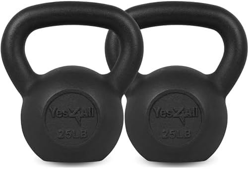 Yes4All Cast Iron Kettlebell, Strength Training Kettlebells for Men 5-80 Lb for Full Body Workout and Push Up - Set of 2