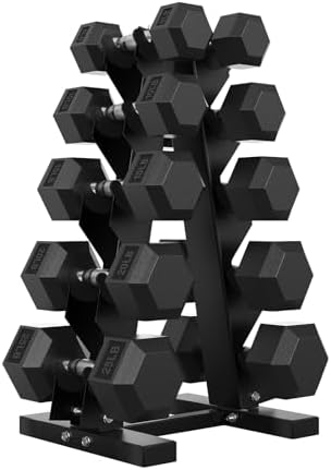 Hex Weights Dumbbells Set with Rack for Strength Training at Home and Gym, Heavy Duty 100-550 lb Rubber Coated Dumbbells